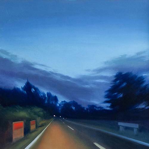 Black Hill dusk: oil on wood
