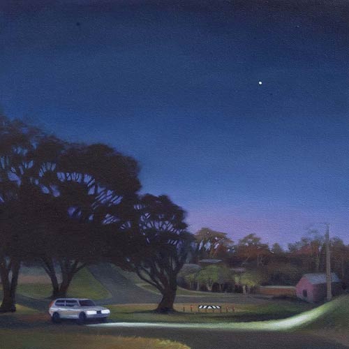 Black Hill headlights: oil on wood