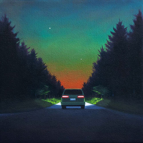 Into the pines: oil on wood