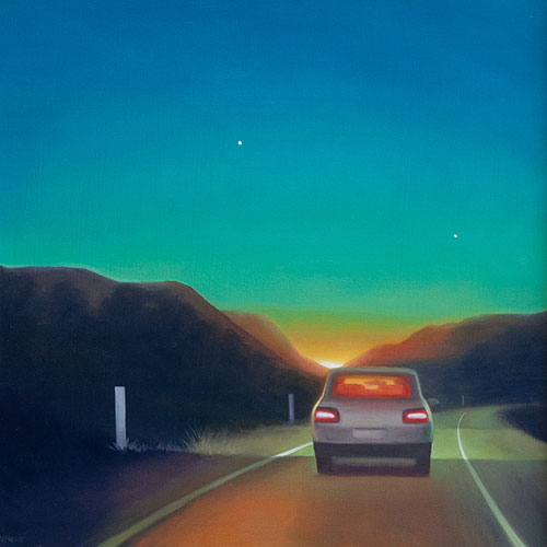 Into the sunset II: oil on wood