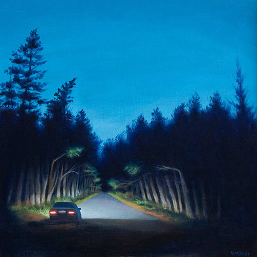 Into the woods: oil on wood