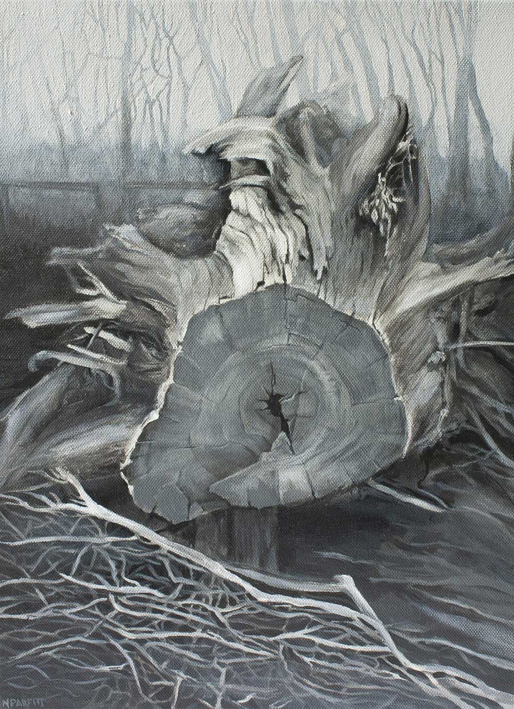 Lerderderg stump - acrylic on canvas