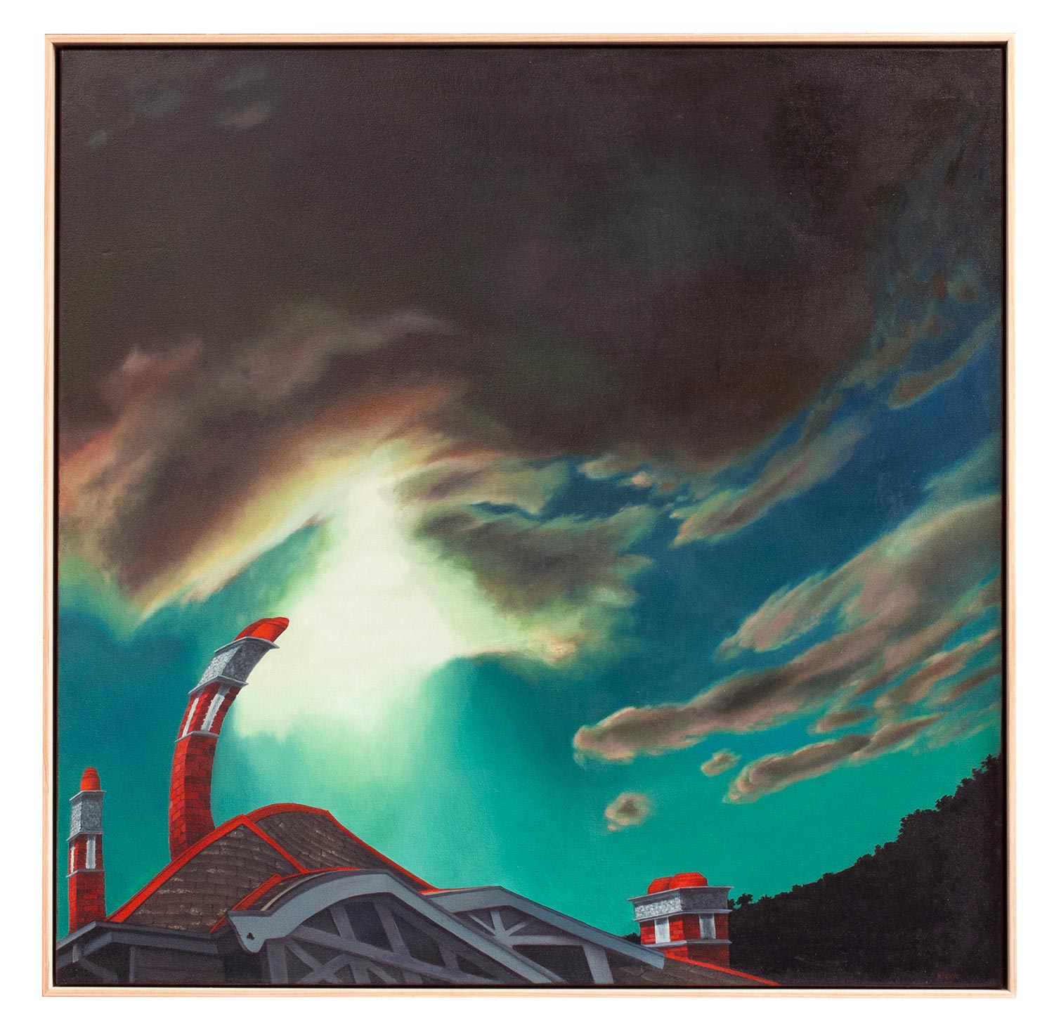 Urban roof top - oil on canvas