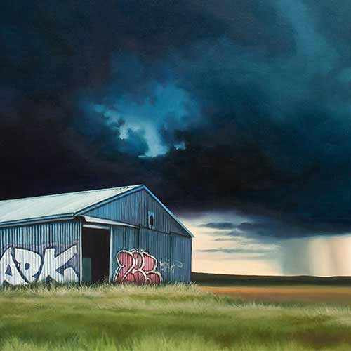 Abandoned - dark, oil on canvas