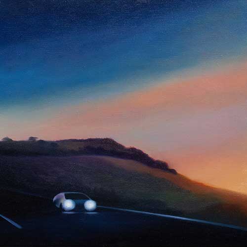 Passing of Day (Night Drive) - oil on canvas