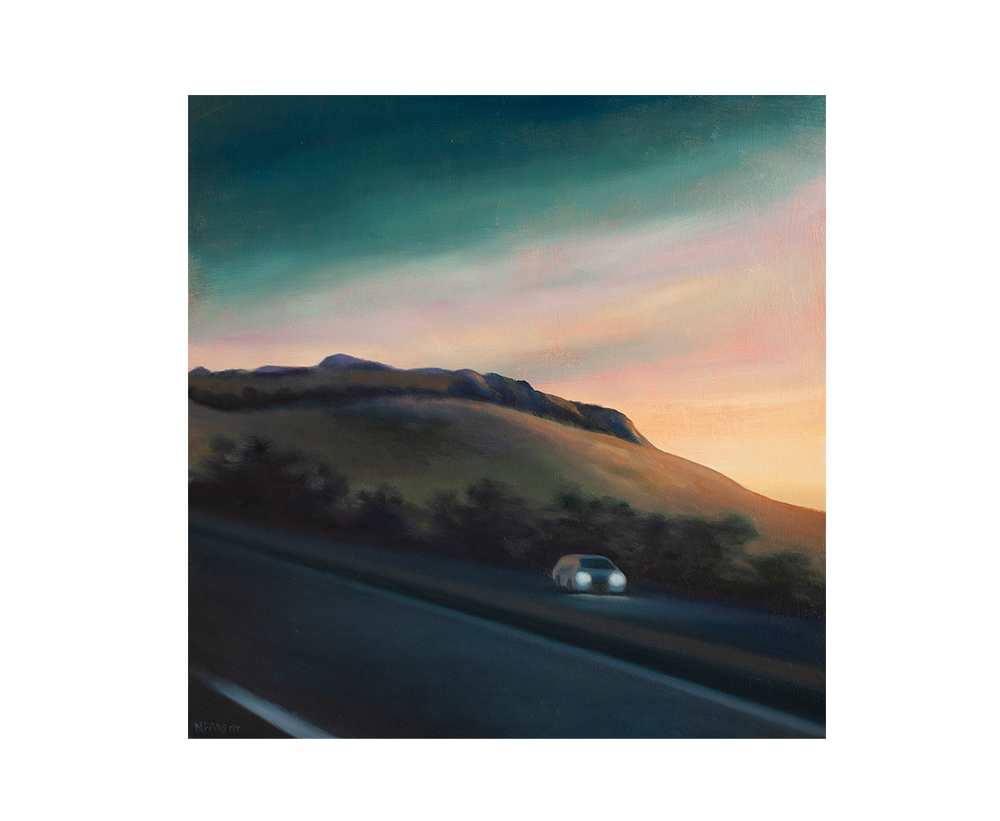 Night Drive (Bacchus Marsh) - oil on wood panel