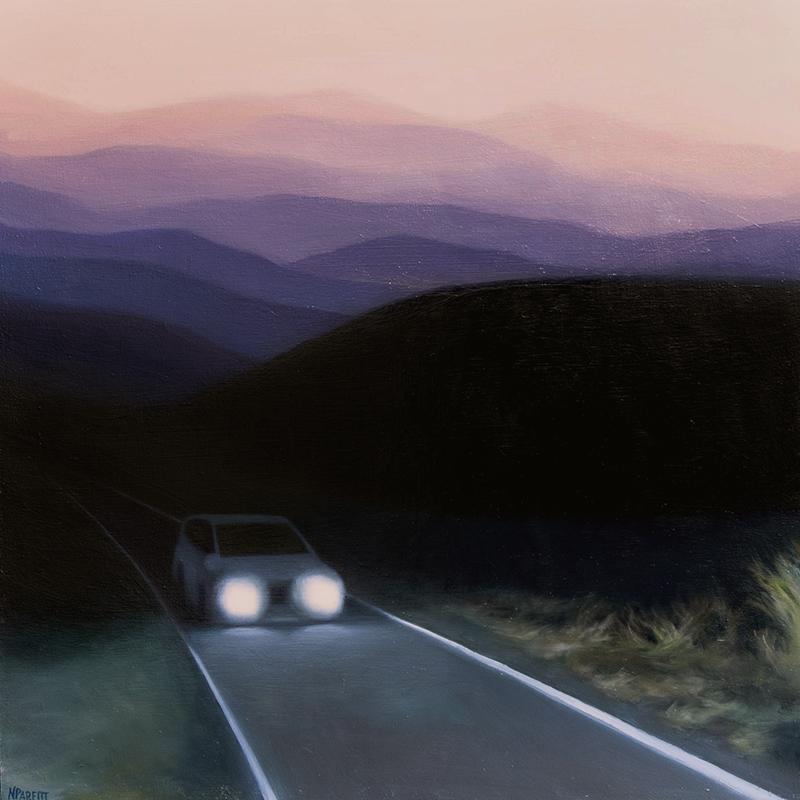 Night drive - oil on cradled wood panel