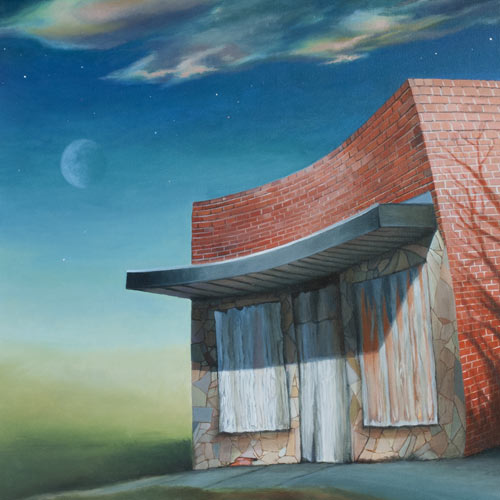 Sunshine North boarded up - oil on canvas