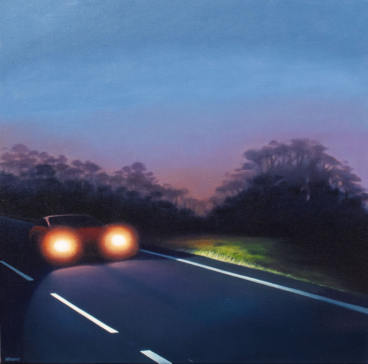 Twilight - night drive - oil on canvas