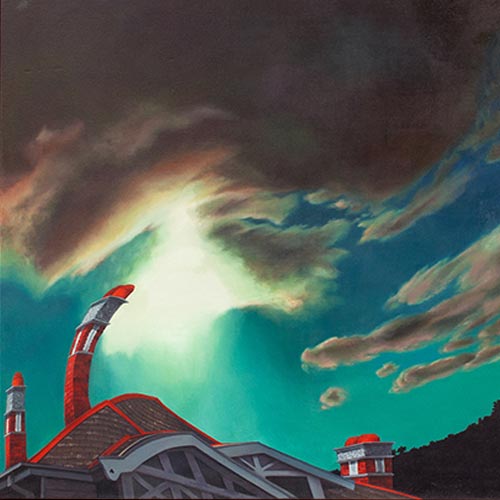 Urban roof top - oil on canvas